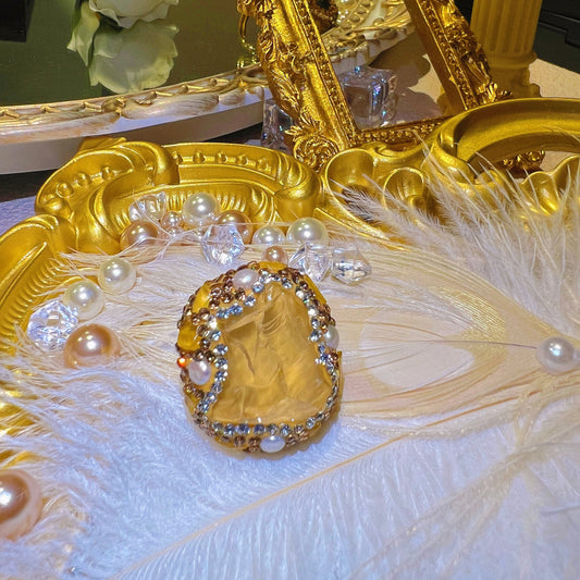Natural Freshwater Baroque Pearl Yellow Crystal Ring