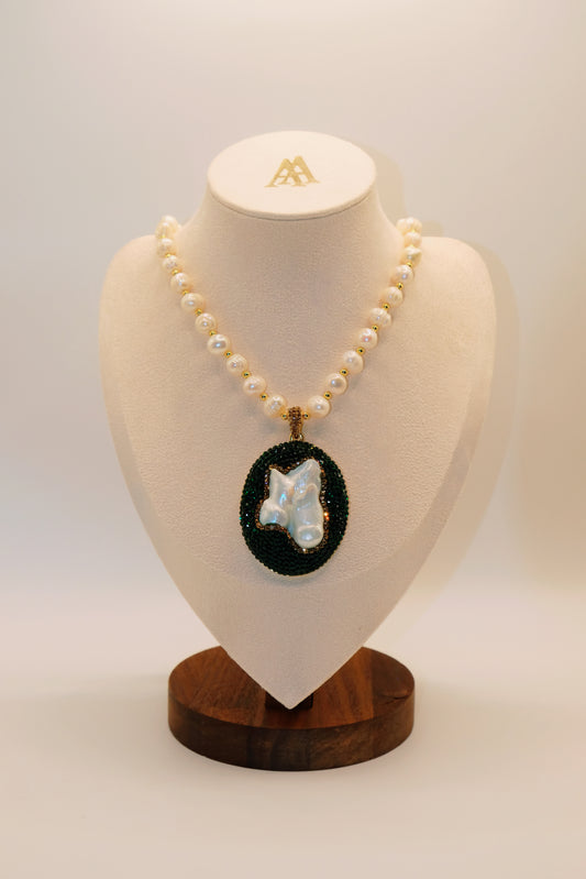 Emerald Natural Baroque Pearl Necklace