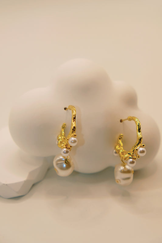 Baroque Pearl Gold Foil Earrings