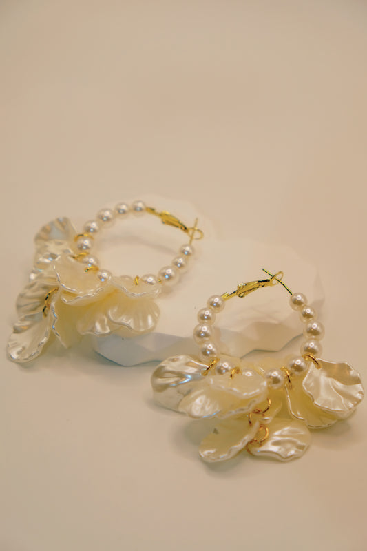 Pearl Petal Tassel Earrings