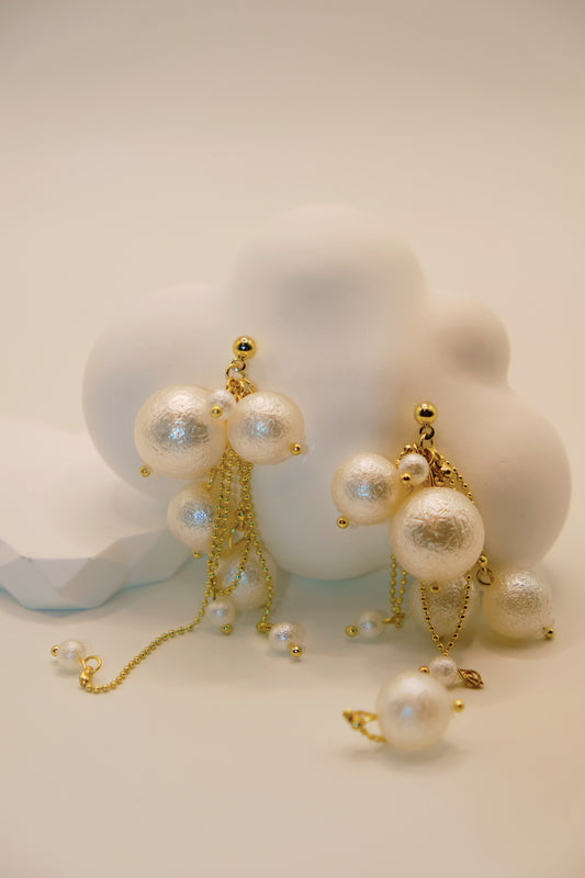 Multiple Cotton Pearl Earrings