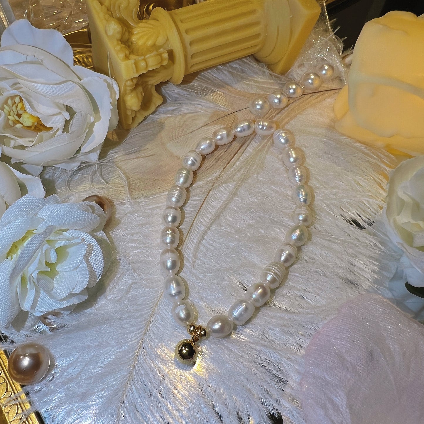 Gold Ball Pearl Bracelet